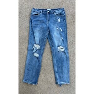 Vervet Women Jeans Blue Distressed Straight Leg Size 31